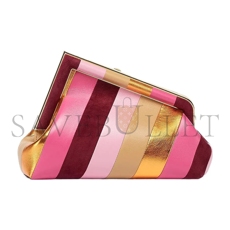 F**di first leather clutch bag in pink 8bp129ajs8f0mwu (26*18*9.5cm)